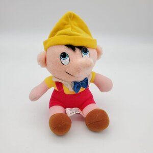 Pinocchio Plush Doll With Yellow Hat &‎ Red Overalls - 8" Tall Disney Stuffed